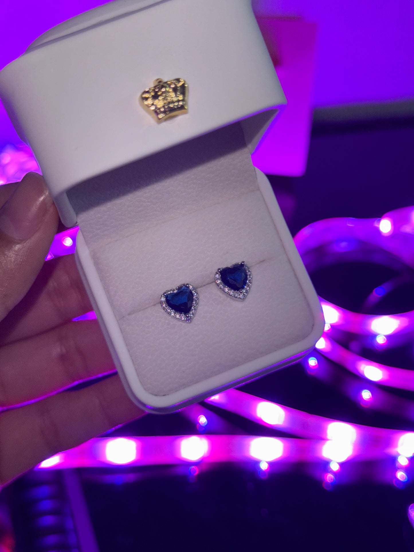 Aretes corazón plata 925 | azul real