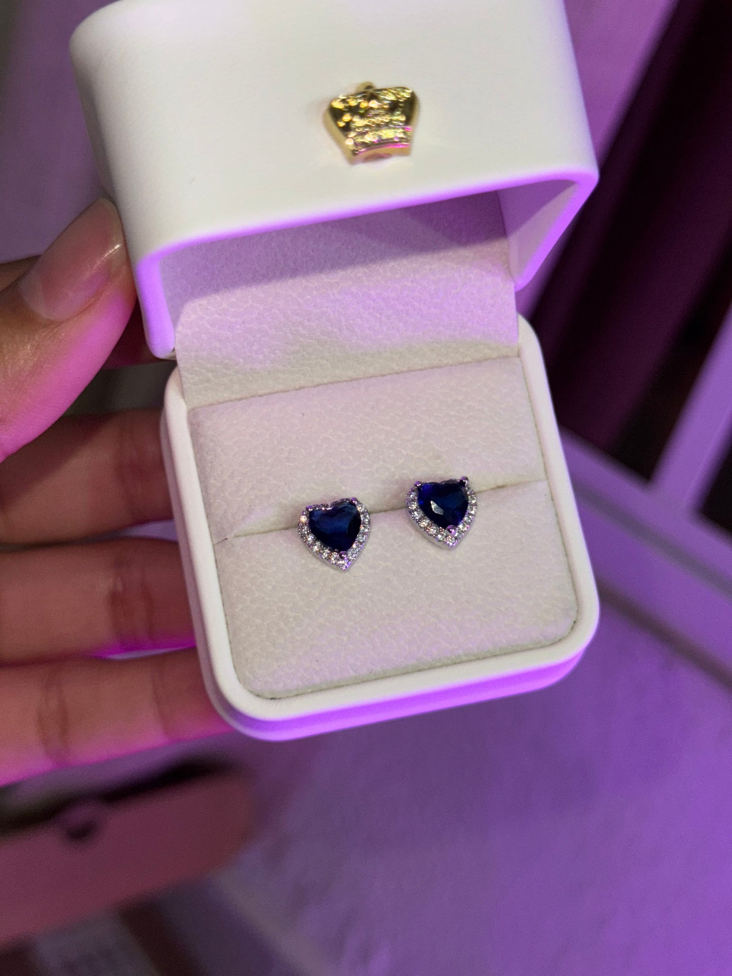 Aretes corazón plata 925 | azul real