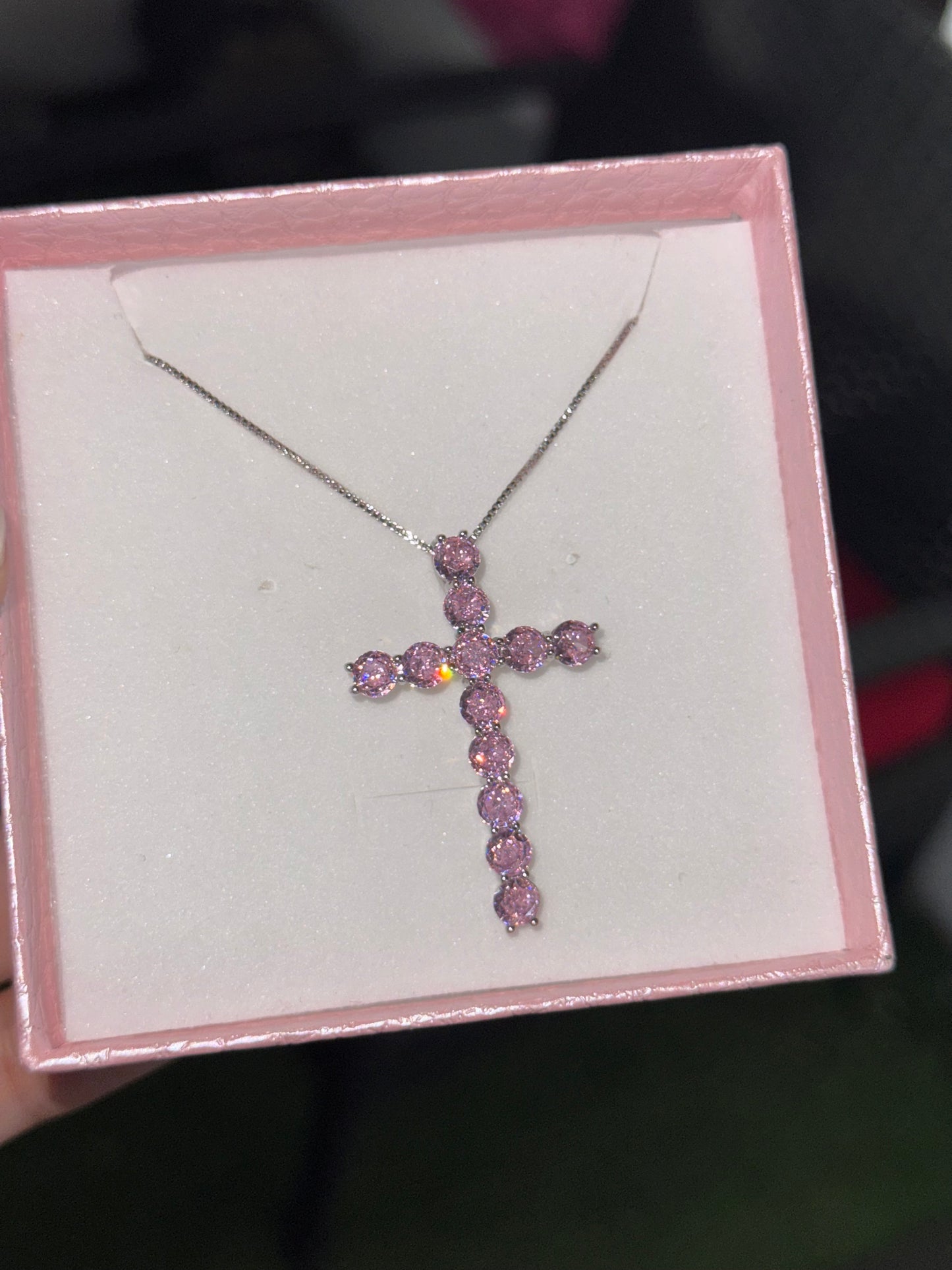 Collar dige de Cruz - Rosado
