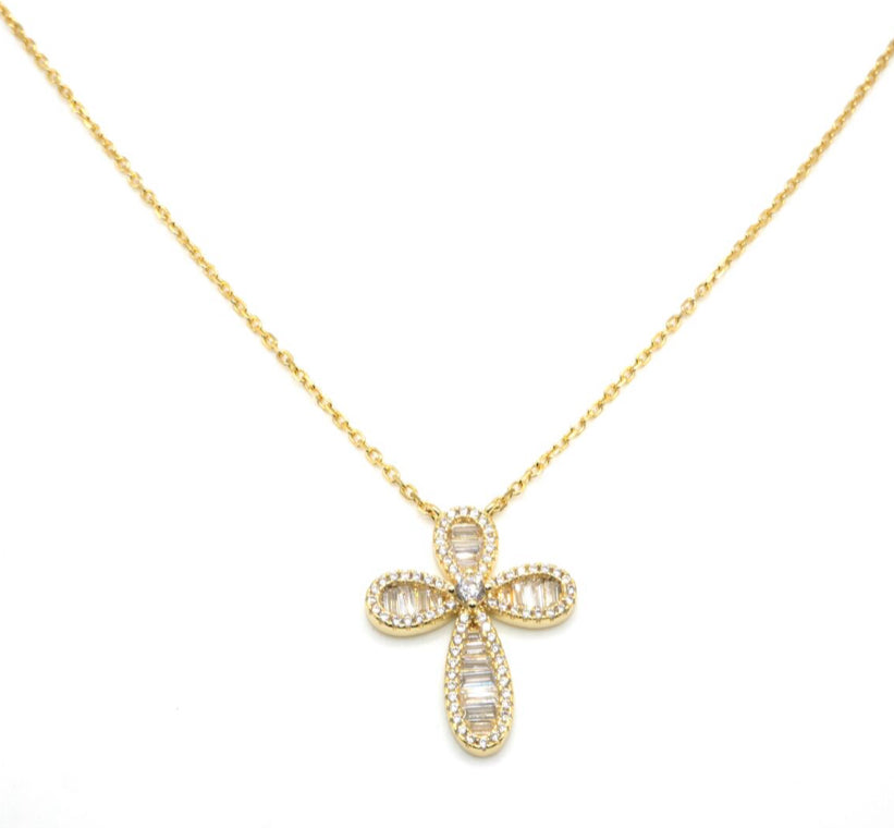 Collar de Cruz baguette Dorado