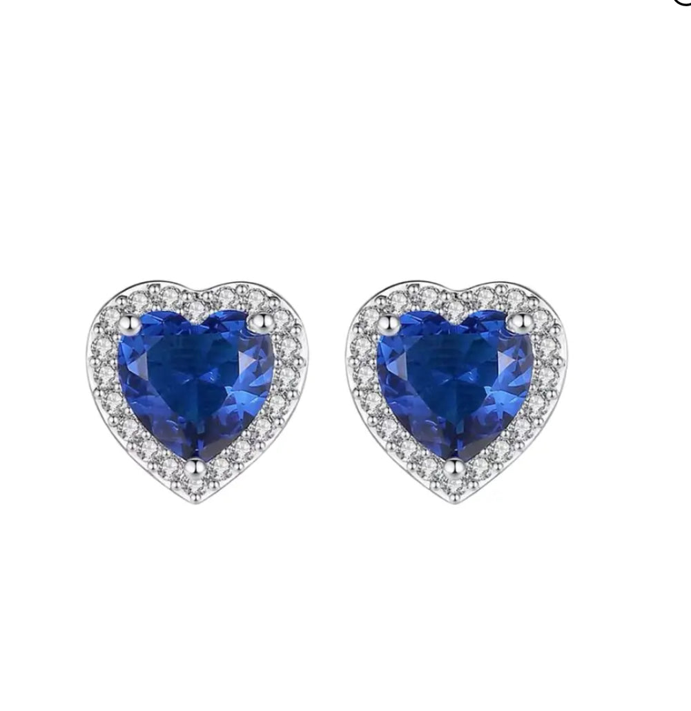 Aretes corazón plata 925 | azul real