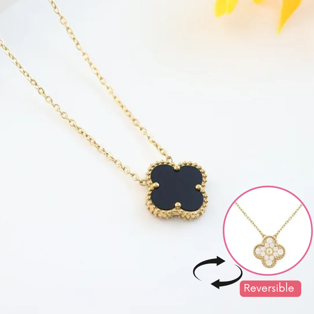 Collar trébol Negro dorado