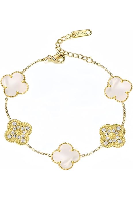 Pulsera Trébol Blanco dorado