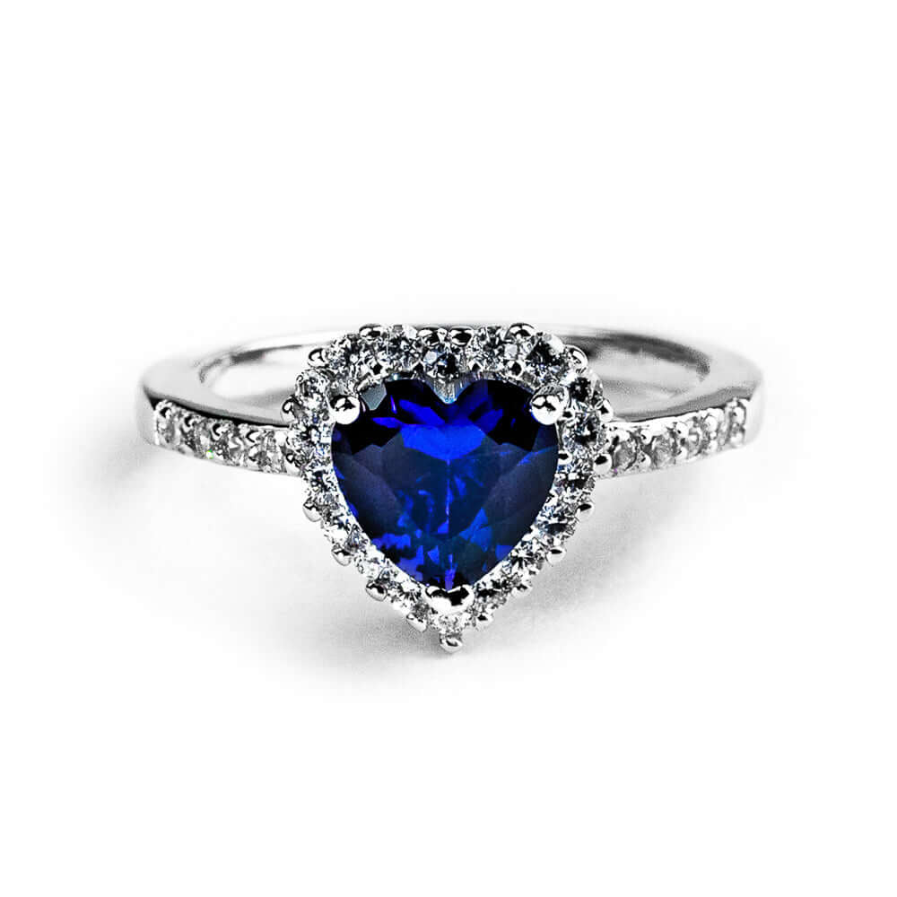 Anillo corazón azul real