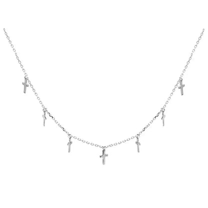 Collar con cruces plateado