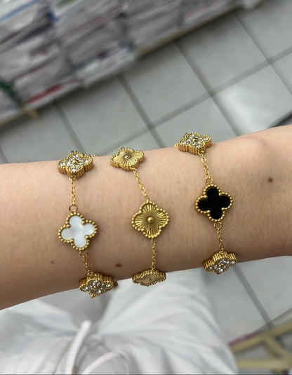 Pulsera Trébol Blanco dorado