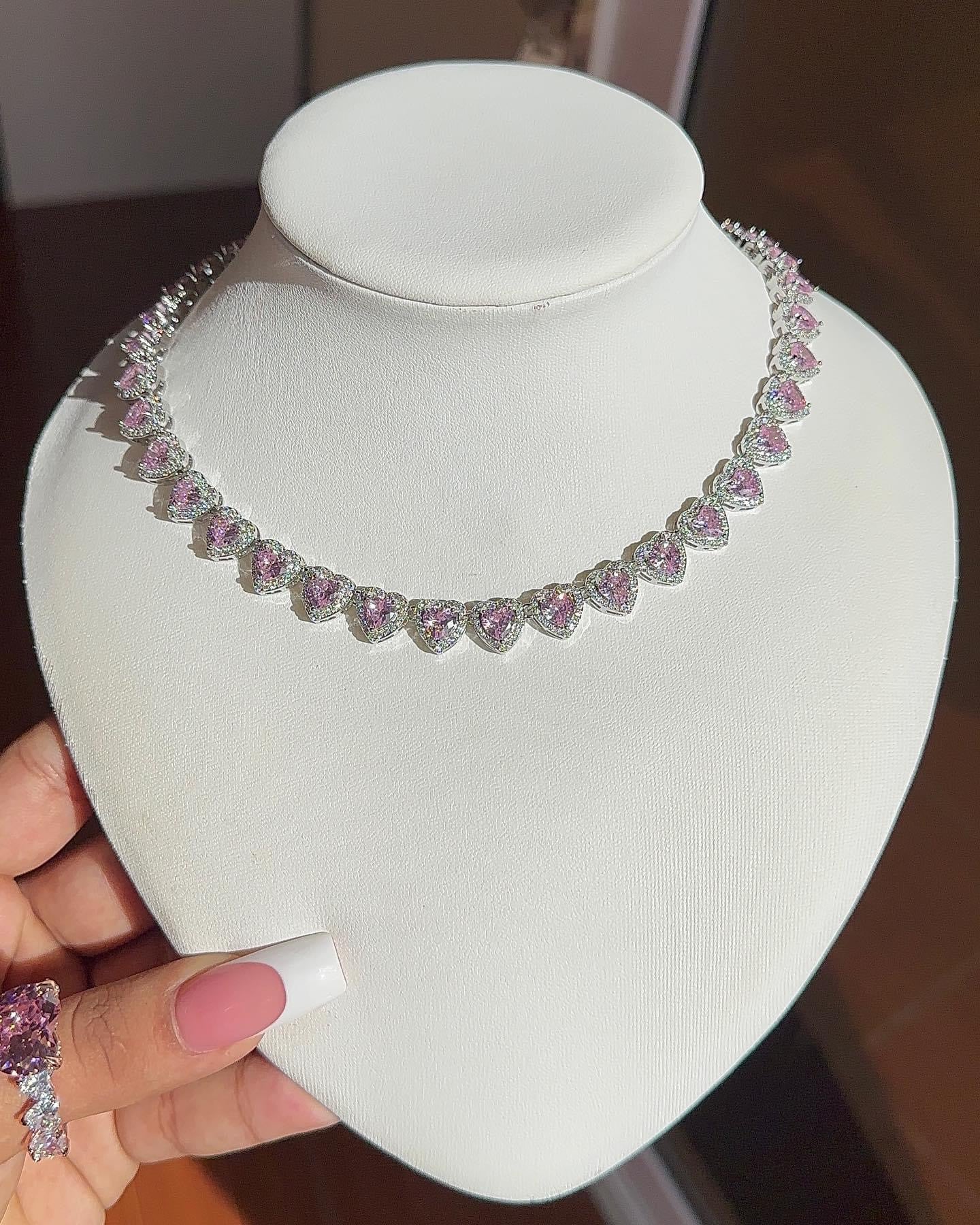 Collar Princesa Plateado y rosado