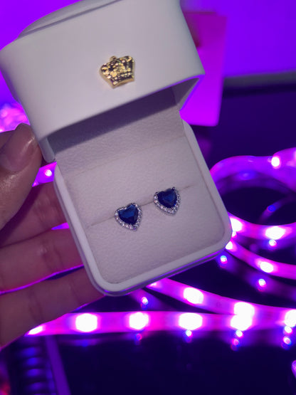 Aretes corazón plata 925 | azul real