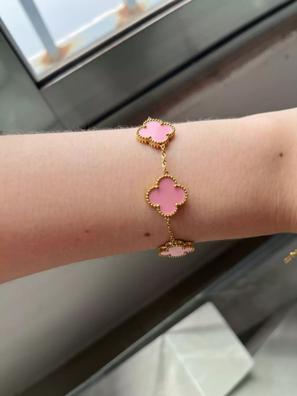 Pulsera Trébol Rosado dorado