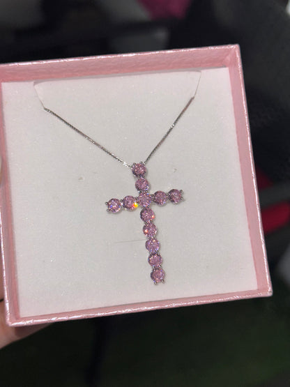 Collar dige de Cruz - Rosado