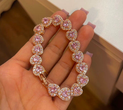 Pulsera princesa forma de corazón Rosado