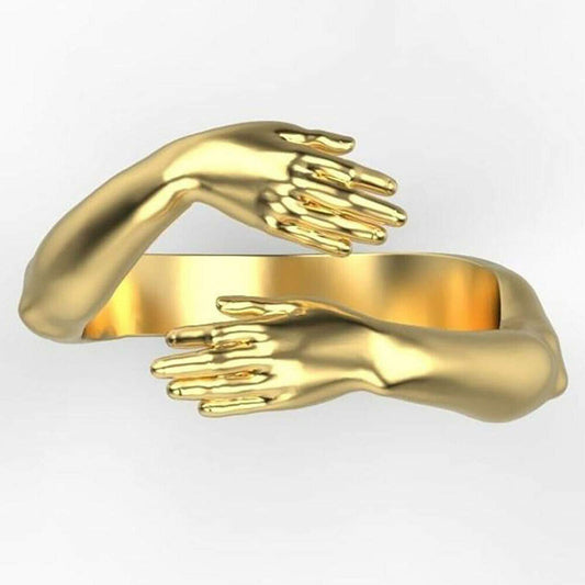 Anillo ajustable abrazo dorado