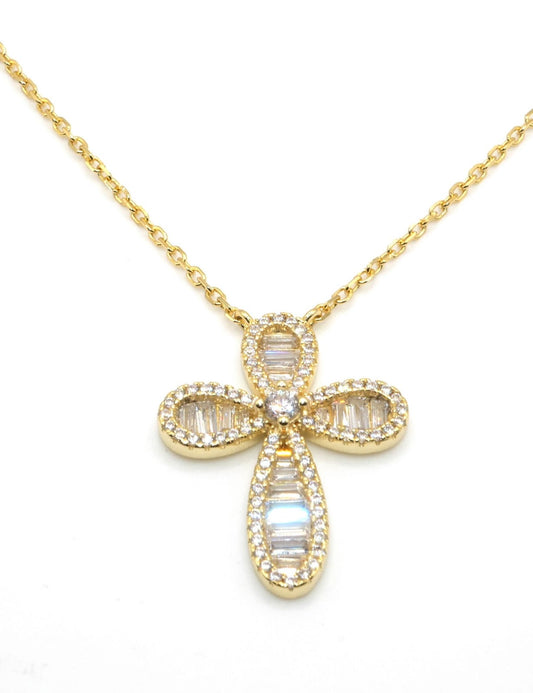 Collar de Cruz baguette Dorado