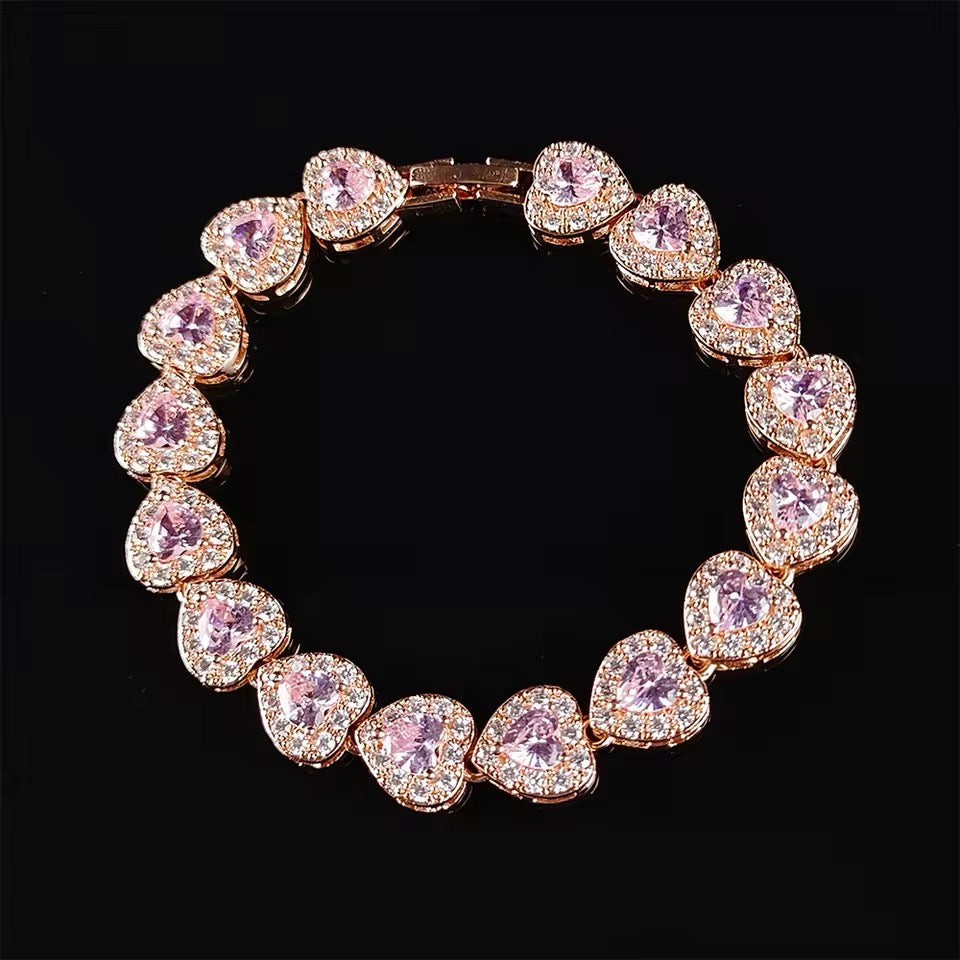 Pulsera princesa forma de corazón Rosado