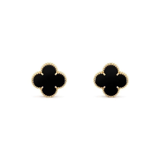 Aretes trébol negro dorado