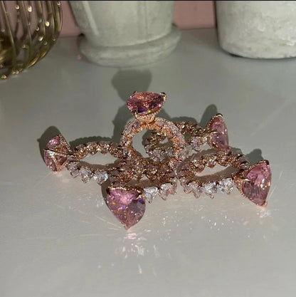 Anillo Icy Camile rosado dorado