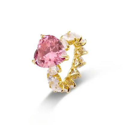 Anillo Icy Camile rosado dorado